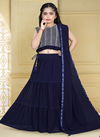Blue Colour Heavy Designer Wedding Wear Georgette Latest Kids Lehenga Collection 211